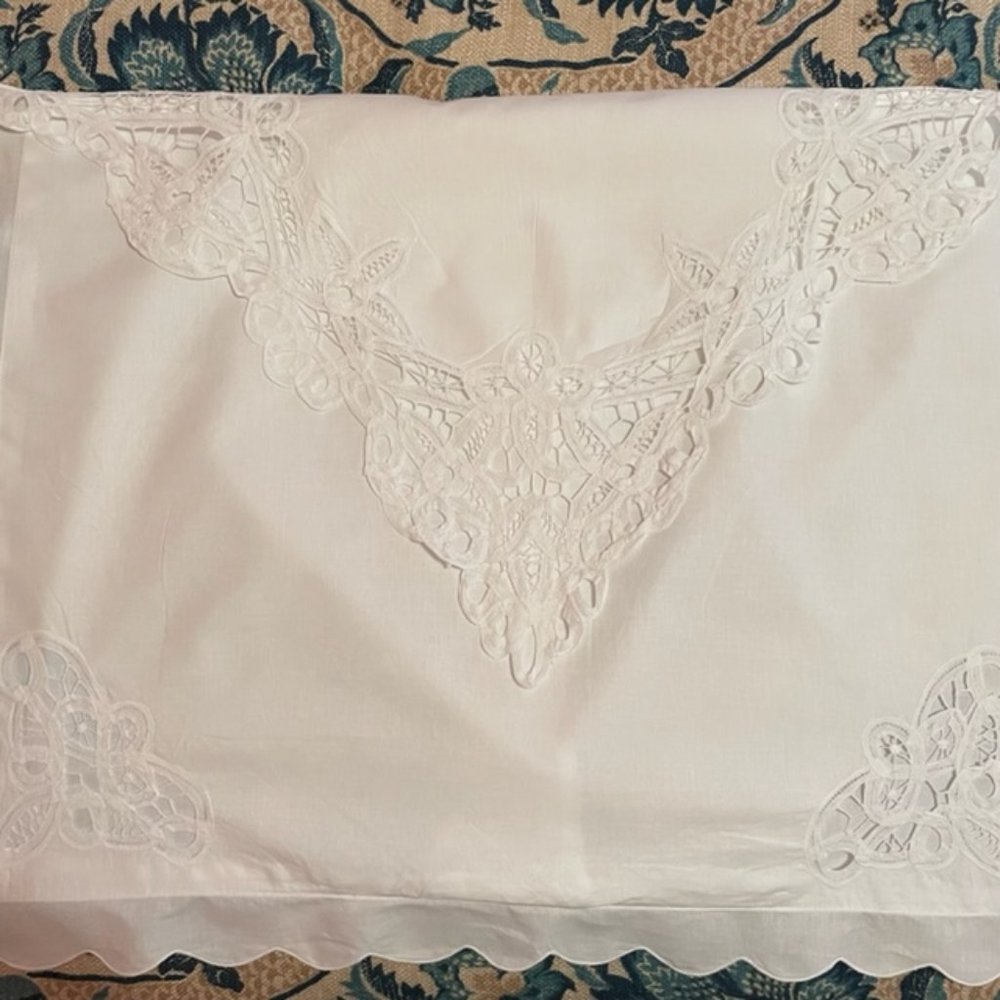 White Battenberg Lace Standard Pillow Sham
